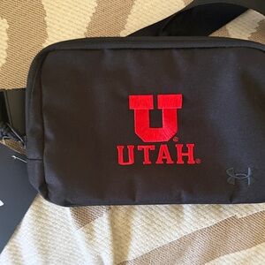 Under Armour Black Sling Bag with Red Utah Logo